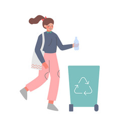 Woman Throwing Plastic Trash In Container