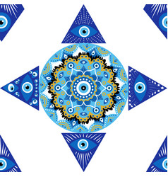 Evil Eye Mandala Seamless Pattern Symbol