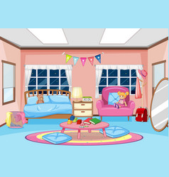 Interior kids bedroom background Royalty Free Vector Image