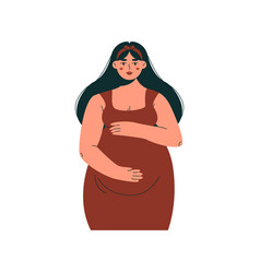 Cartoon Pregnant Woman Happy Mother With Child