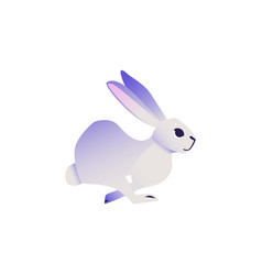 Cute Rabbit With Ultra Violet Fur Running Forward