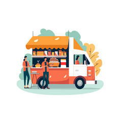 Food Truck Restaurant Flat