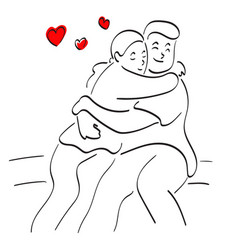 Young Couple In Love Hugging With Heart