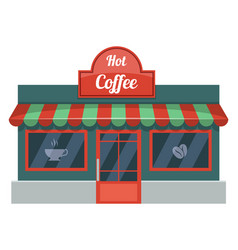 Cafe Facade Hot Coffee Building Cartoon Front