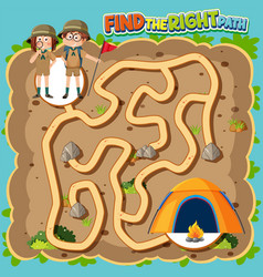 Maze Game Template In Camping Theme For Kids