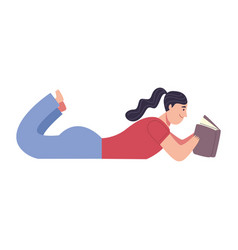 Reader Woman Reading Book Lying Down Character