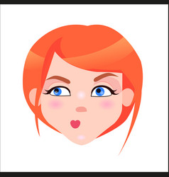 Redhead Woman Skeptic Face Flat Icon