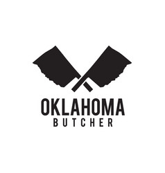 Oklahoma Butcher With Cross Knife Logo Design