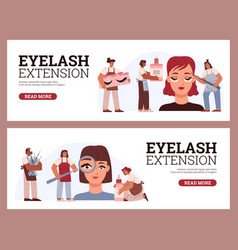 Eyelash Extension Web Banners Set Flat