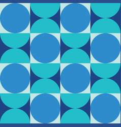 Mid Century Blue Half Circles Seamless Pattern