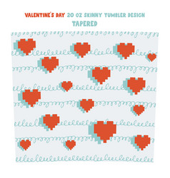 Tumbler Wrap Design With Red Hearts On Blue