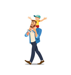 Father Riding Son On Shoulders Cartoon