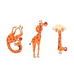 Funny Giraffe Character With Long Legs And Neck