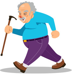 Old Man Person Walking With Stick