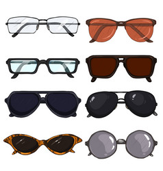 Set Cartoon Glasses And Sunglasses