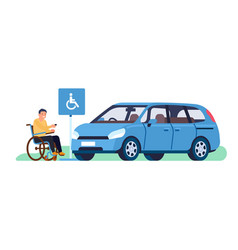 Disabled Man In Parking Of Car Auto Place