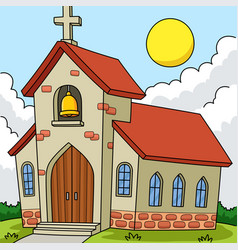 Christian Church Colored Cartoon