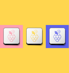 Isometric Grape Fruit Icon Isolated On Pink