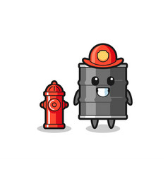 Mascot Character Of Oil Drum As A Firefighter