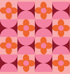 Mid Century Circles And Flowers Seamless Pattern