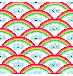 Rainbow And Kawaii Style Seamless Pattern