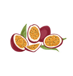 Ripe Fresh Passionfruit Its Cut Juicy Flesh