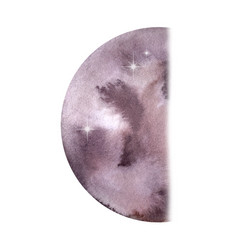 Watercolor Dark Lilac Round Moon Half