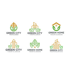 Abstract Green City Building Logo Design Concept