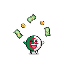 Algeria Flag Catching Money Falling From