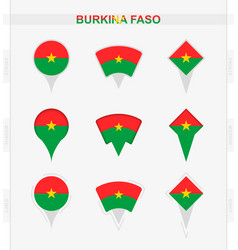 Burkina Faso Flag Set Of Location Pin Icons