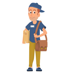 Delivery Guy Character With Parcel Cartoon