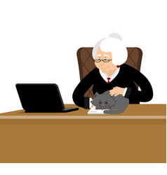 Old Businesswoman Business Grandmother Laptop