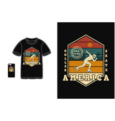 America Roller Skate T Shirt Design Silhouette