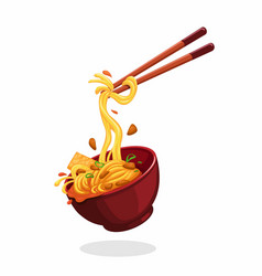 Chicken Noodle Food Bowl And Chopstick Symbol