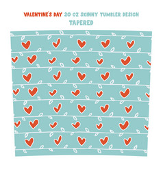 Tumbler Wrap Design With Red Hearts On Blue