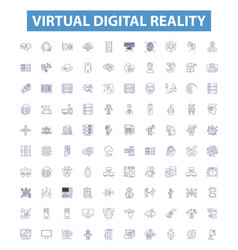 Virtual Digital Reality Line Icons Signs Set