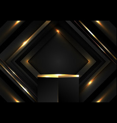 3d Realistic Modern Luxury Black And Gold Cube