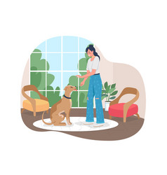 Woman Training Dog To Sit 2d Web Banner Poster