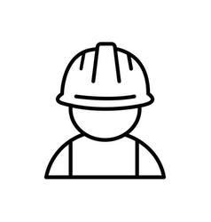 Construction Worker Line Icon On White