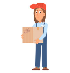 Courier Hold Cardboard Box Delivery Guy Character