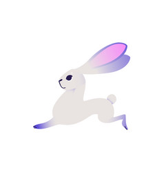 Cute Rabbit With Ultra Violet Fur Running Forward