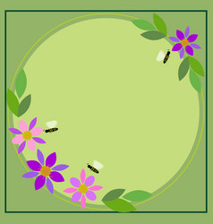 Frame With Bees Leaves And Flowers Around