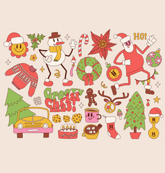 Groovy Hippie Christmas Elements And Characters