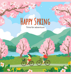 Spring Flower Landscape Bicycle Travel Blossom