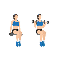 Woman Doing Seated Dumbbell Bicep Curls Exercise