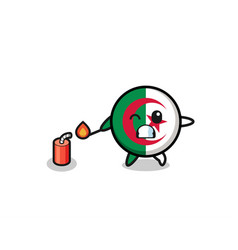 Algeria Flag Mascot Playing Firecracker