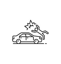 Car Crash Or Collision With Pedestrian Line Icon