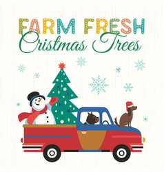 Farm Fresh Christmas Trees Flat Color Poster