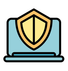 Laptop Security Icon Flat