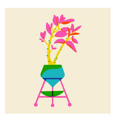 Succulent In Pot Drawn House Plant With Leaves